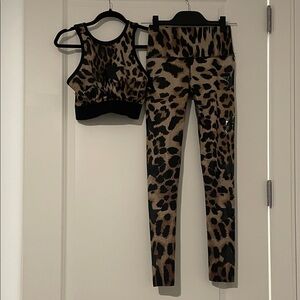 Leopard Print Leggings and Top Set with Black Star Details